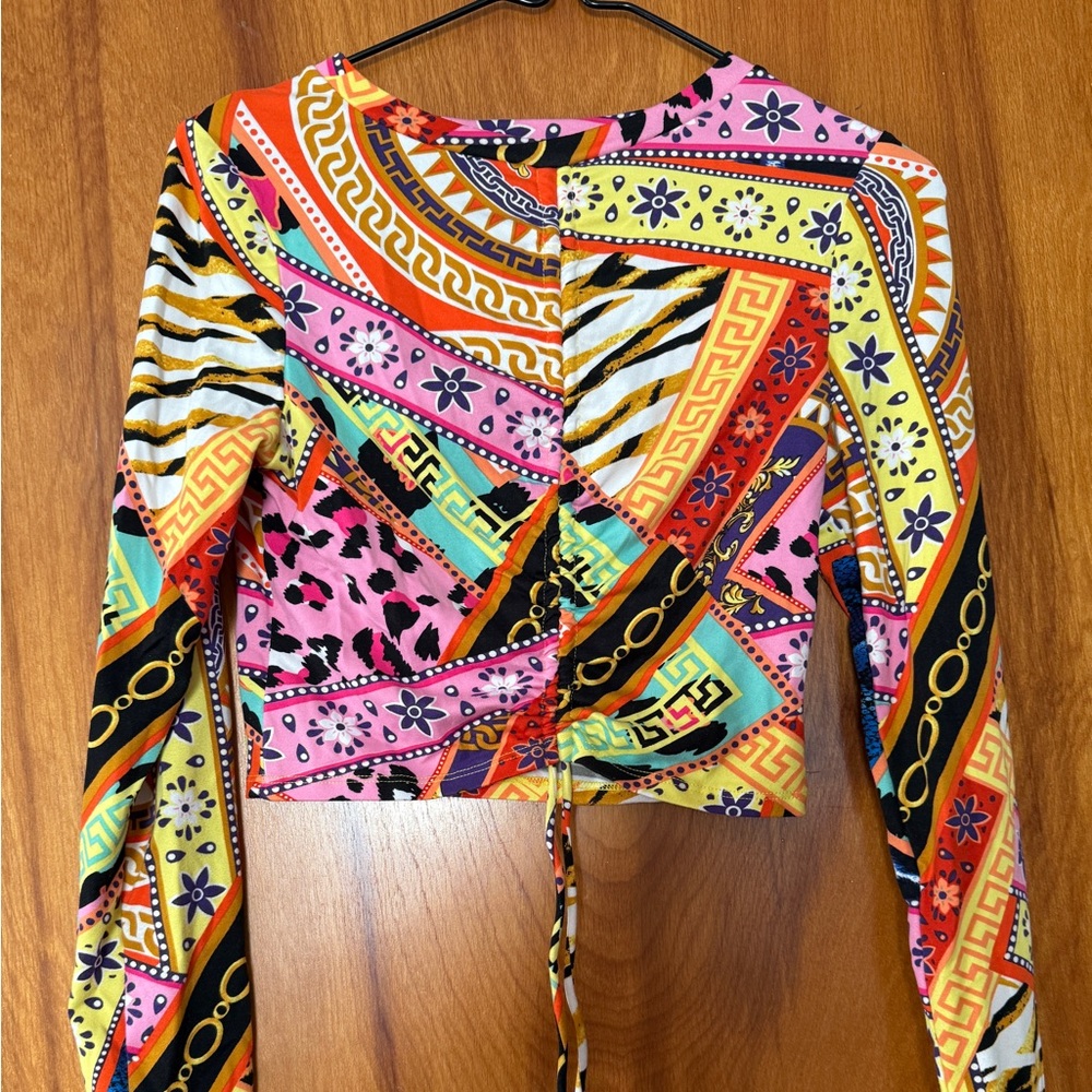 Love J Multicolor Geometric Long Sleeve Blouse